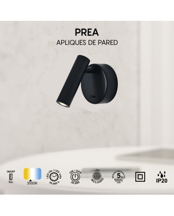 PREA * APLIQUE NEGRO LECTOR LED 3W 3000K